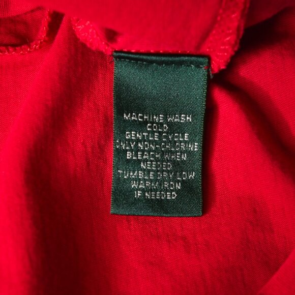 LAUREN RALPH LAUREN Red Long Sleeve V Neck Pullover Top - Size Medium - Picture 8 of 9
